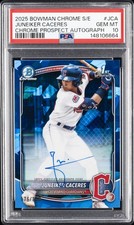2025 BOWMAN CHROME SAPPHIRE PROSPECT AUTO #JCA JUNEIKER CACERES 176/199 PSA 10