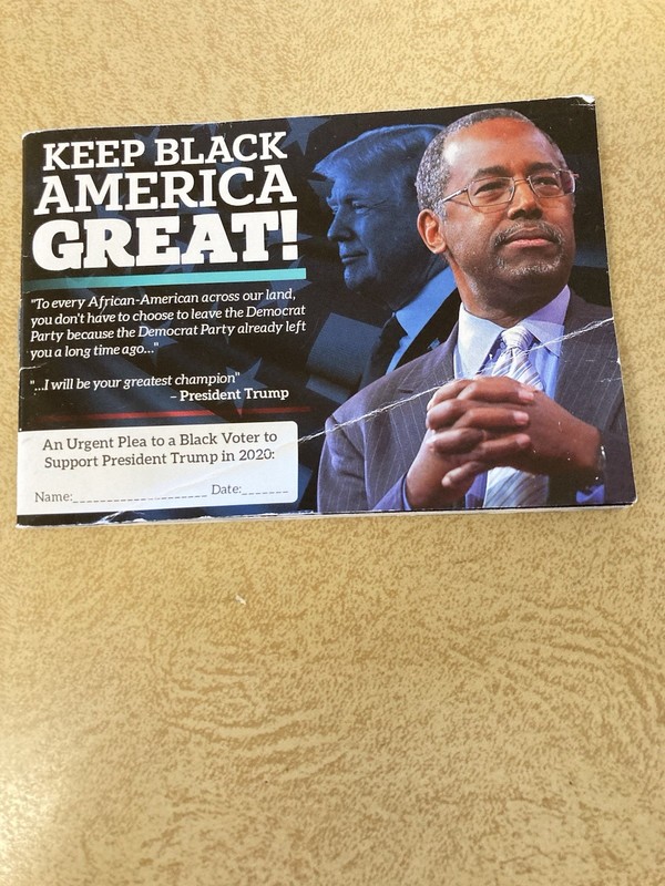 Dr. Ben  Carson 2020 Black Americans To Re-Elect The President Brochure