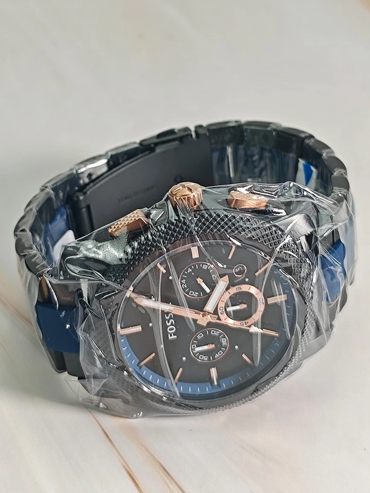 Reloj cronógrafo de cuarzo para hombre 5.Fossil (correa de acero/silicona, azul) FS5164 Foto 3 de 4