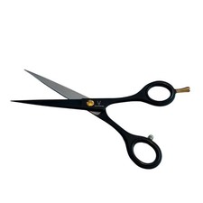 6.5" Premium Black Hair Cutting Scissors W/ Tension Knob and Finger Rest -Gold
