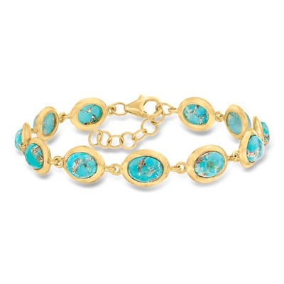 Ross-Simons Turquoise Bracelet in 18kt Gold Over Sterling
