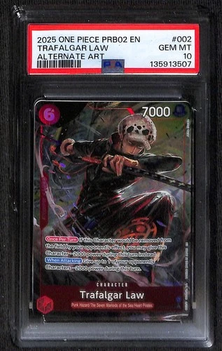 One Piece Trafalgar Law Alternate Art PRB02-002 PSA 10