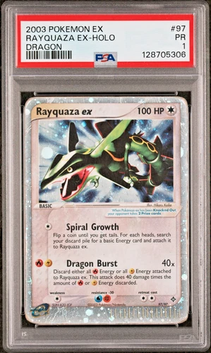 PSA 1 PR 2003 Pokemon EX Dragon Rayquaza EX Holo Foil Rare 97/97