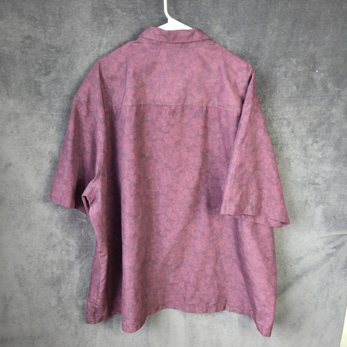 Cafe Luna Shirt Men 3XL Maroon Floral Leaf Short Sleeve Button Up Casual - Picture 3 of 10