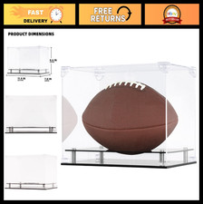 Clear UV Protection Football Display Case - Rectangular Stand Holder, All Sides