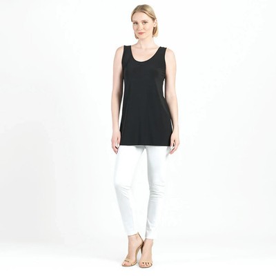 Clara Sun Woo Signature Tunic Length Tank Sz XL Black Minimalist Made in USA