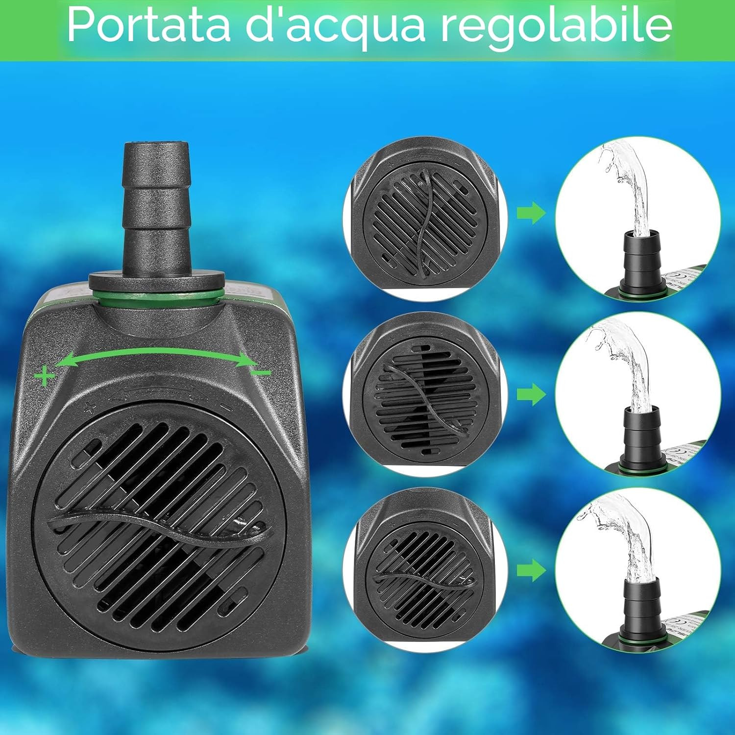 Pompa D'Acqua Sommergibile 25W 1500L/H AC220-240V 2 Ugelli per Acquario Laghetto foto 5