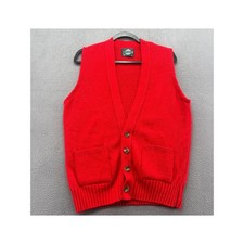 Vintage Jantzen Cardigan Vest Mens Sz M Red Knit Button Front Made in USA