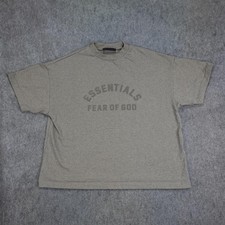 Fear Of God Essentials Shirt Mens Medium Tan Logo Heavy Graphic Tee Relaxed Fit