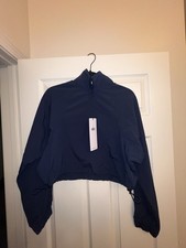 Alo Yoga Women  s Cropped 1/4 Zip Alumni Pullover - Navy Size XS