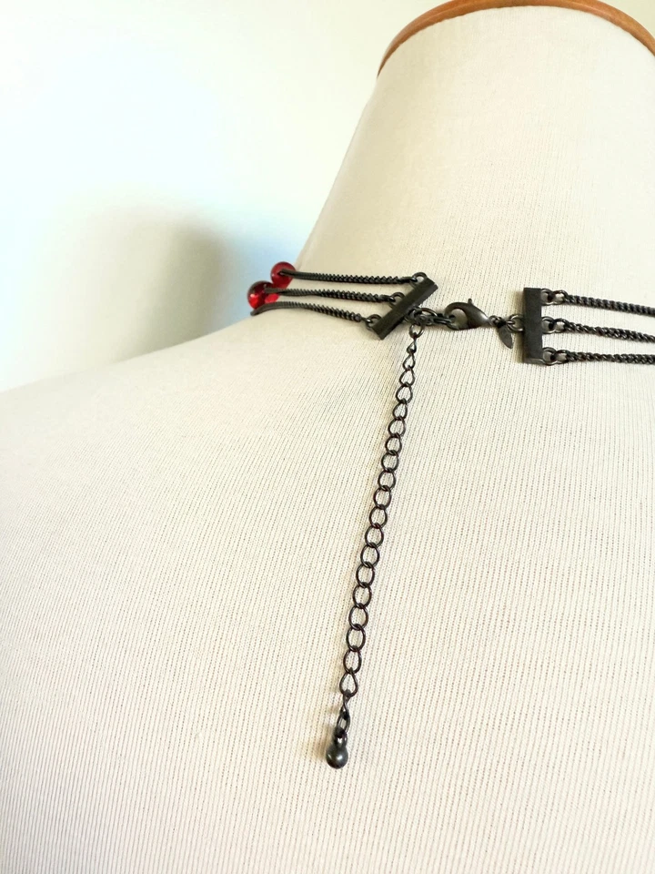 Vintage Avon SP triple-strand necklace colorful art glass acrylic metal beads - Image 4 of 4