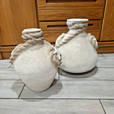 Coastal Nautical Starfish Rope Ceramic Vase Set Mediterranean Beach Decor