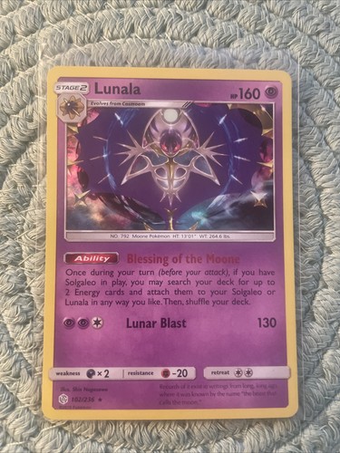 Lunala 102/236 Holo Rare Cosmic Eclipse Pokemon Holo Near Mint