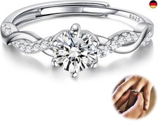 925 Sterling Silber Ringe für Damen Verstellbarer Verlobungsring Eheringe 