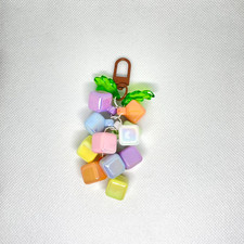 Kawaii Pastel Grape Cube Keychain Cute Resin Bag Charm Aesthetic Accessory Gift