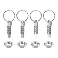 4Pcs Spring Plunger M6*1 0.48" Thread Length Pin Dia.4mm Pull Ring Flat Head