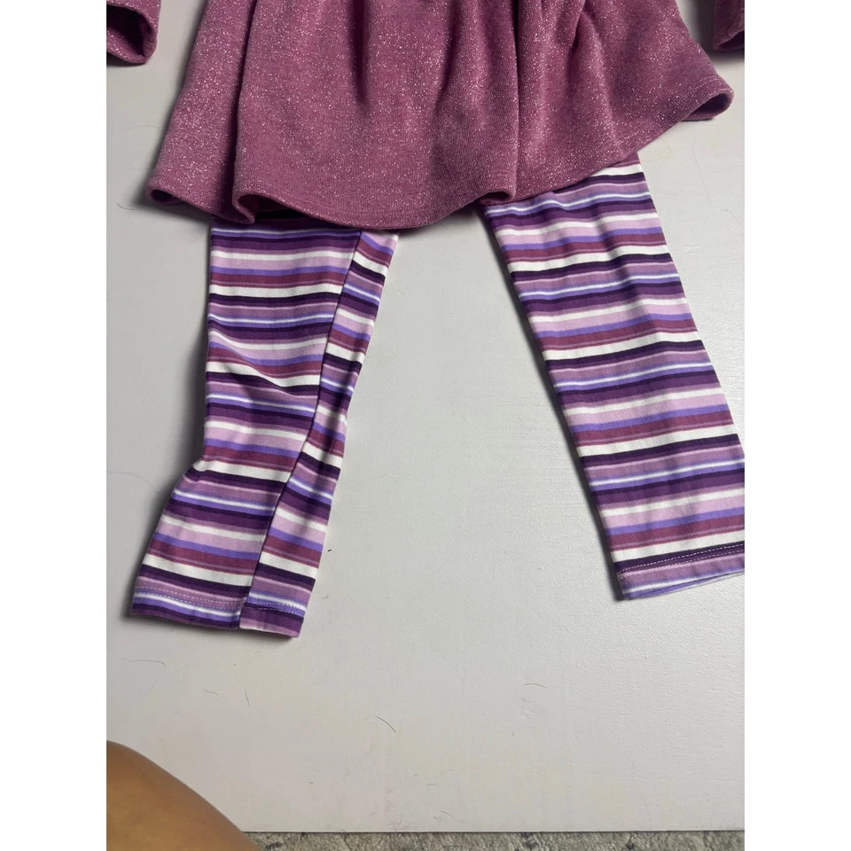 Bonnie Jean Girls Sz 6 Outfit Sparkle Tunic Top & Striped Leggings Set - Image 3 of 4