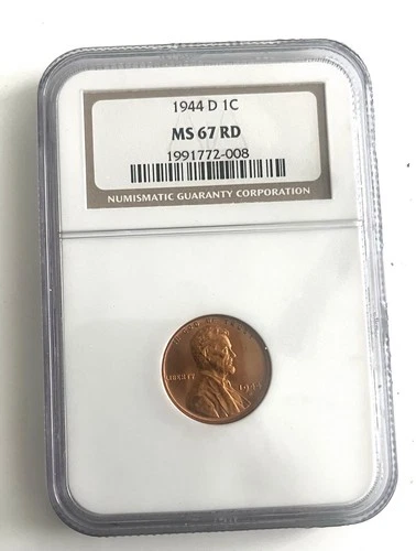 1c 1944 D NGC MS67 RD Lincoln Wheat Cent Uncirculated Denver Mint 1991772-008