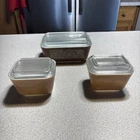 6 Pyrex Woodland Brown Tan Vtg Refrigerator Dishes 502/502-C & 501-B/501-C X 2