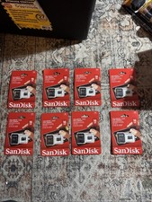 Lot of 8 Sandisk 16GB MicroSDHC Memory Cards with SD Adapter