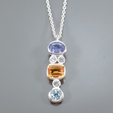 Handmade Natural Citrine Necklace 925 Sterling Silver 17.75