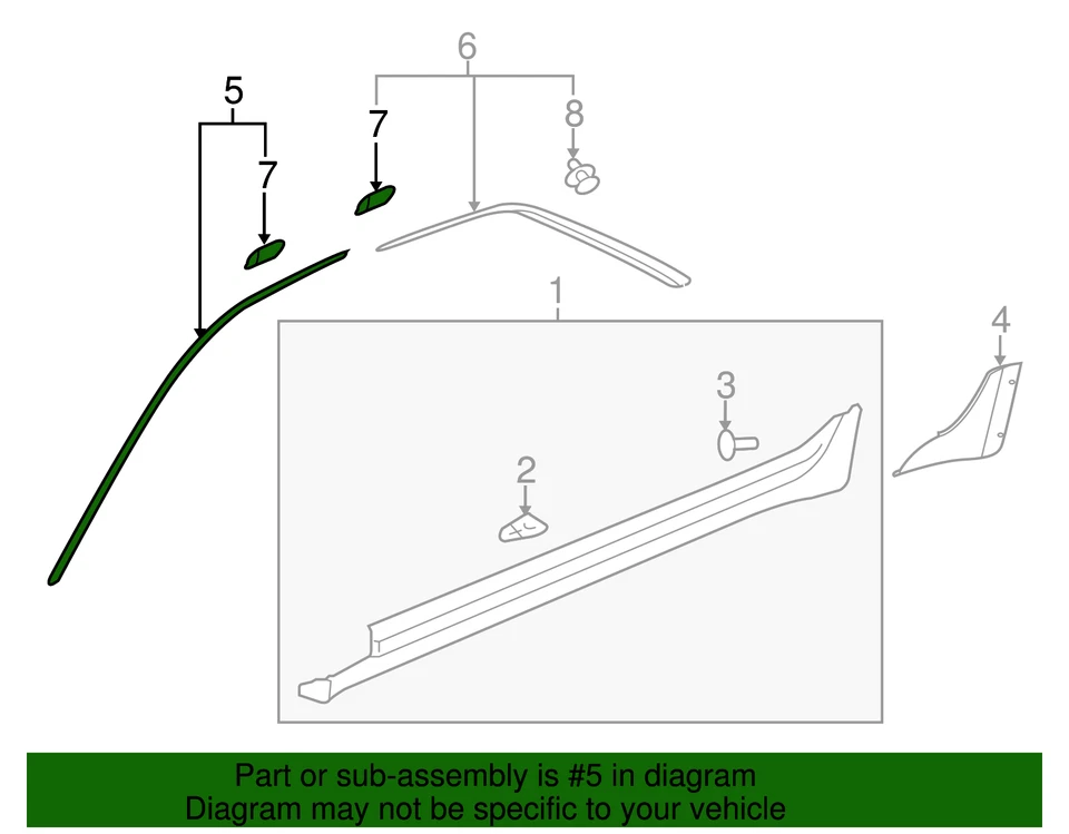 Genuine GM Driver Side Body Side Window Reveal Molding 25891059 - Image 4 of 4