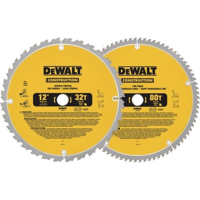 80 Tooth and 32T ATB Thin Kerf 12inch Crosscutting Miter Saw Blade 2 Pack