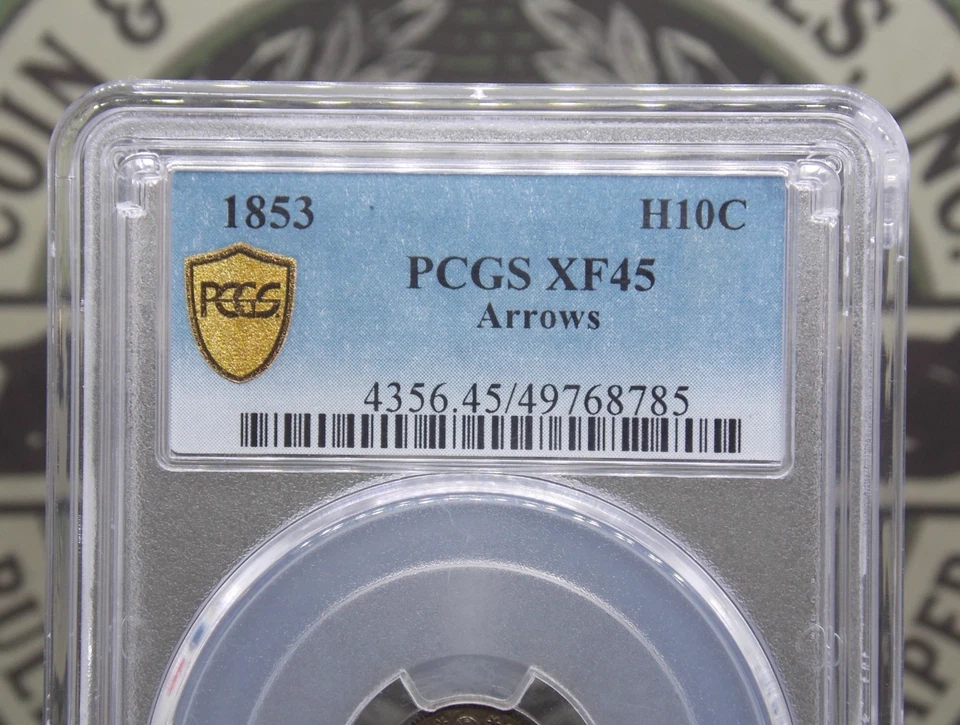 1853 "P" Seated Liberty Half Dime *ARROWS* H10 PCGS XF45 #785 Extra Fine ECC&C - Image 4 of 4