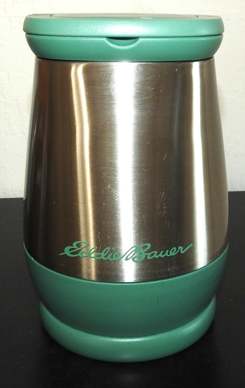 New Eddie Bauer Stainless Steel Thermos Green Lid w/Handles Camping 20 ounces