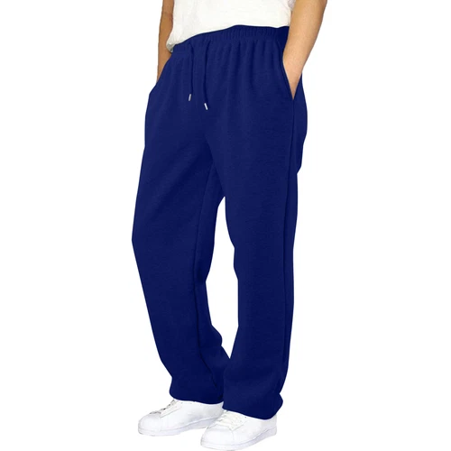 Herren Fleece gefütterte Jogginghose weites gerades Bein Hose unten Sweatpants Jogger - Bild 8 von 54