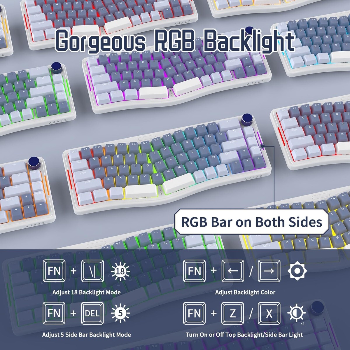 AKS068 Wired Mechanical Gaming Keyboard 65% Alice Layout Hot