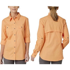 Wrangler NEW Orange Riggs Workwear Vented Weather Anything ButtonUp Shirt Medium