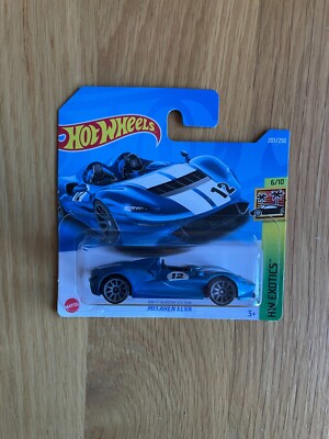 Hot Wheels McLaren Elva. Blau/weiß. Modell 2022. Exoten 6/10 203/250. Nagelneu