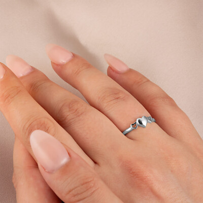 925 Sterling Silver Triple Heart Love Ring | eBay