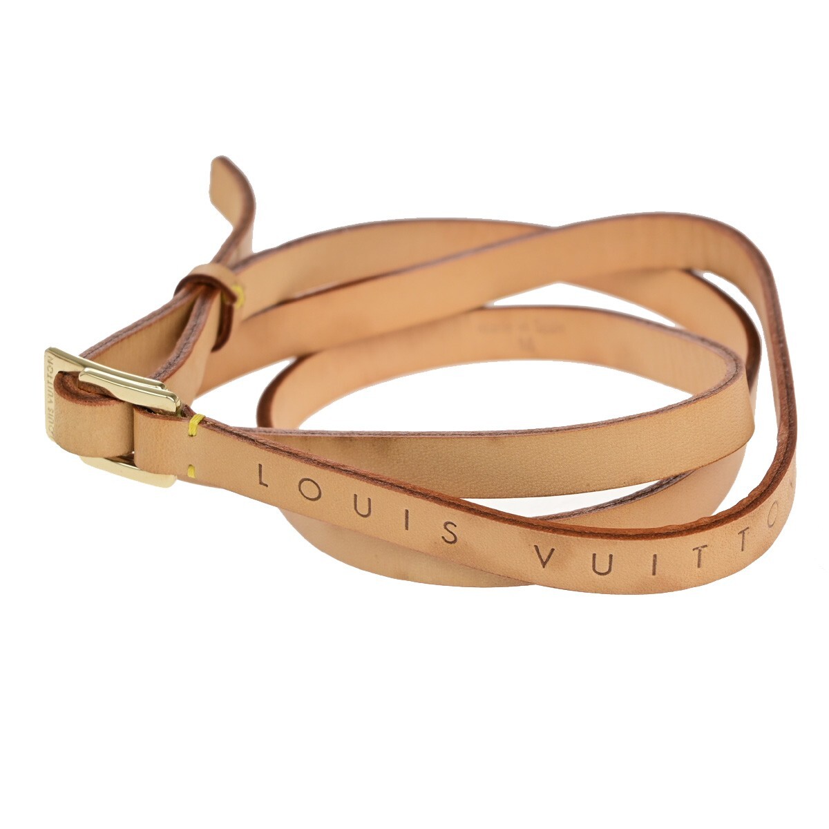 LOUIS VUITTON Logo Thin Belt Leather Size M Brown Gold Spain LOUIS VUITTON Logo Thin Belt Leather Size M Brown Gold Spain