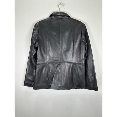 Preswick & Moore Women's Y2K Black 100% Leather Full Zip Jacket