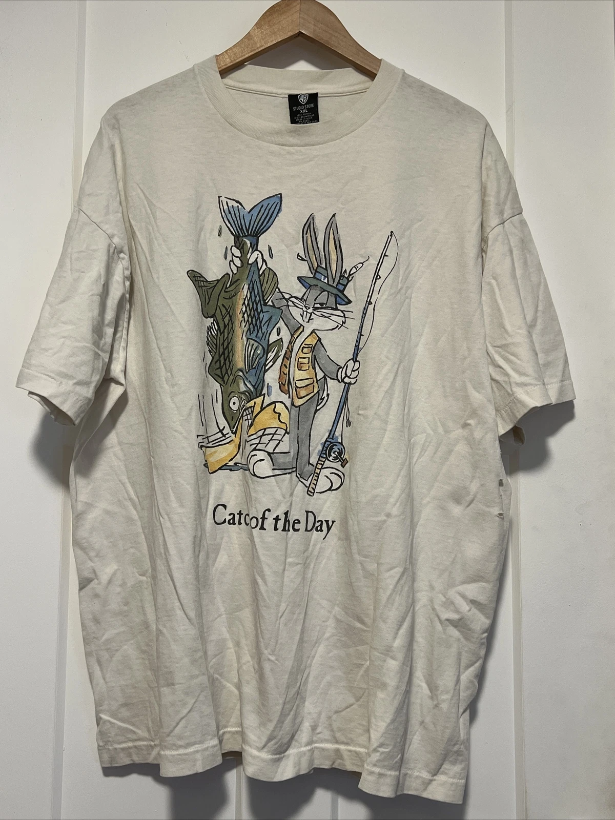 Vintage Looney Tunes 1996 Bugs Bunny Fishing Shirt Size 2XL - Catch of the Day
