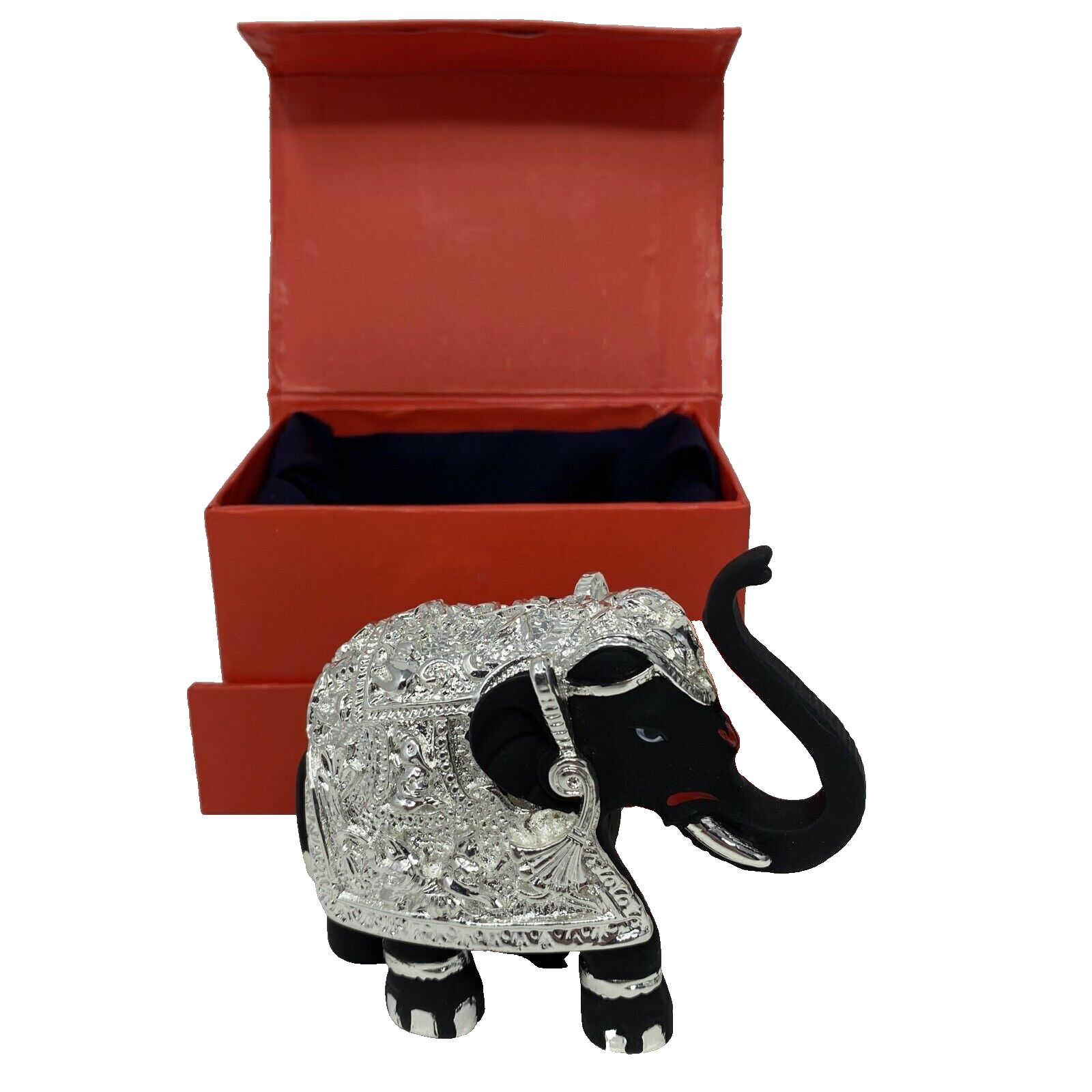 Silver Elephant Idol With Trunk Up Vummidi Pooja Vastu Home Office