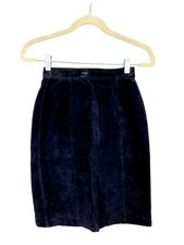 VTG Forenza Black Genuine Leather Suede A Line Lined Skirt Sz 4