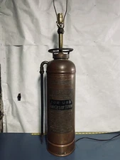 ANTIQUE WD Allen Mfg FIRST AID Copper & Brass Fire Extinguisher Lamp USA Working