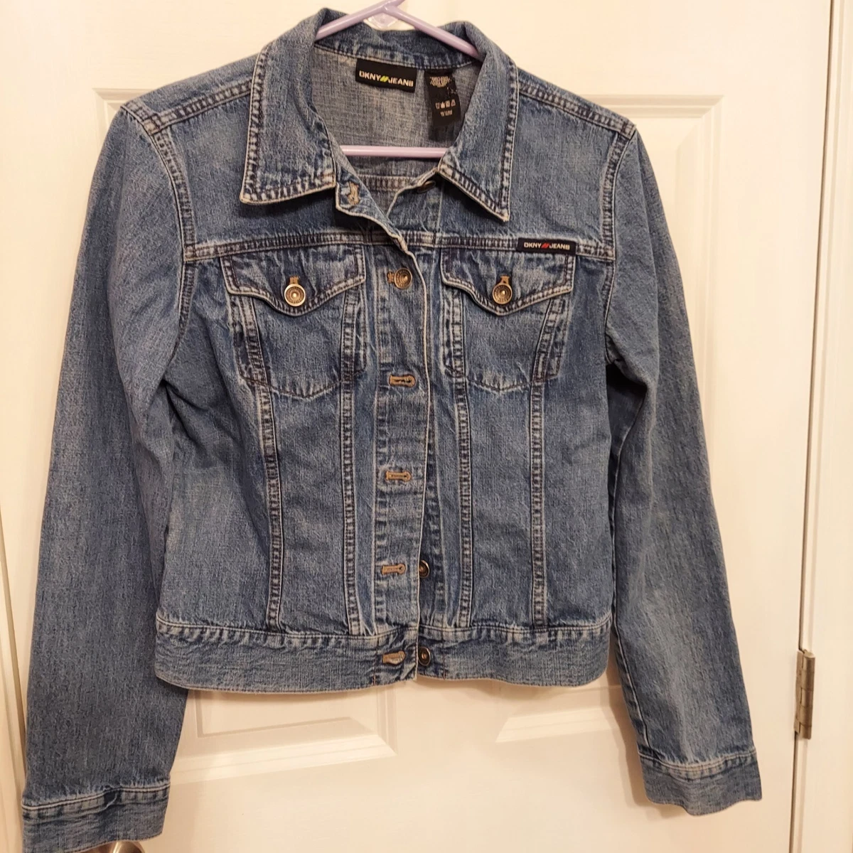 DKNY short denim jacket archive DKNY ripped-detailing Cropped
