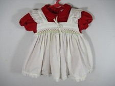 Vintage 70s 80s Smocked Pinafore Dress Girl 3 Years Embroidered Velvet