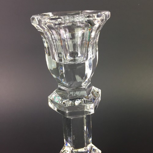 2 Vtg Block Poland Clear Lead Crystal Candlestick Candle Holders Hexagon 7" H - Picture 4 of 6