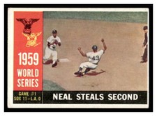1960 Topps BASEBALL #385 WS Neal Steals Second 60TBB