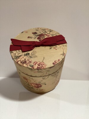 Vintage Covington Round Floral Trinket/Storage Box 6.5  X 7 H
