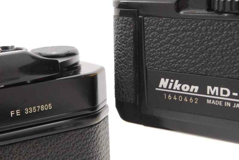 Exc+5] Nikon FE Black SLR Film Camera Body with MD-12 motor drive
