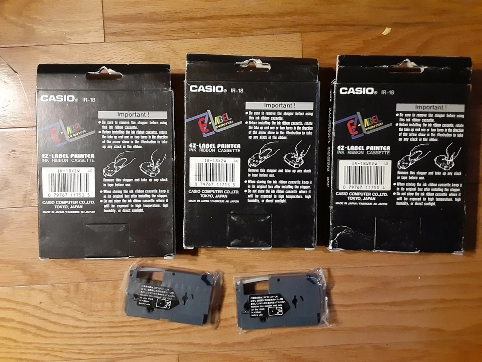 Casio EZ-Etikettendrucker Tintenbandkassette - 8 Stück - IR-18 - klar/weiß - schwarze Tinte - Bild 2 von 2