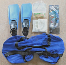 Adult Snorkeling Set US Divers Fins Large Bore Silicone Snorkel, Mask  Gear Bag