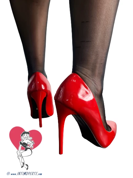 Decoltè Pumps Vernice Rosse Lucide Lack Pumps Tacco Alto a Spillo 12 cm  -37- - Immagine 2 di 4