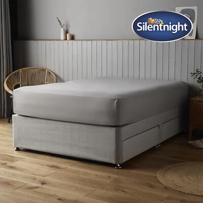 Silentnight Supersoft Fitted Sheet Dove Grey Easy Care Non Iron Single Double Ki
